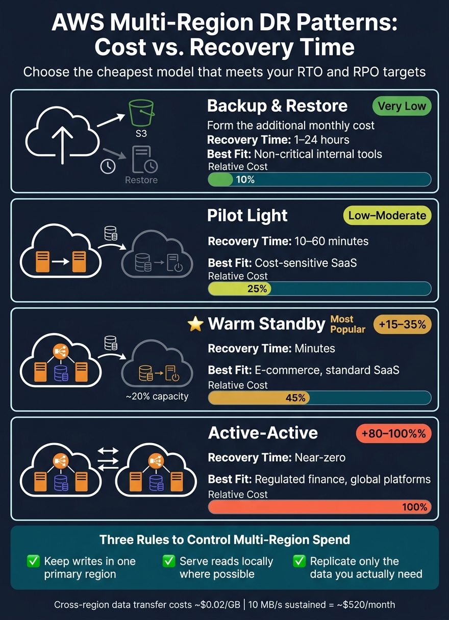 AWS Multi-Region Disaster Recovery Patterns: Cost vs. Recovery Time