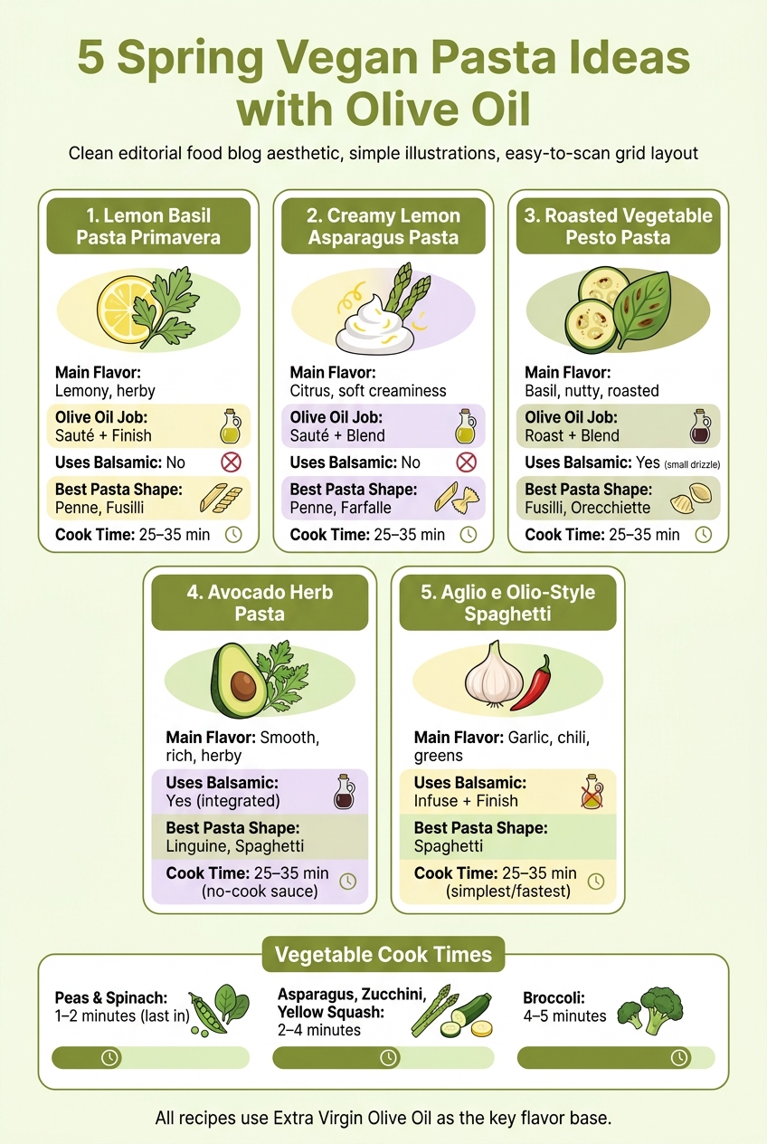 5 Spring Vegan Pasta Ideas: Quick Comparison Guide