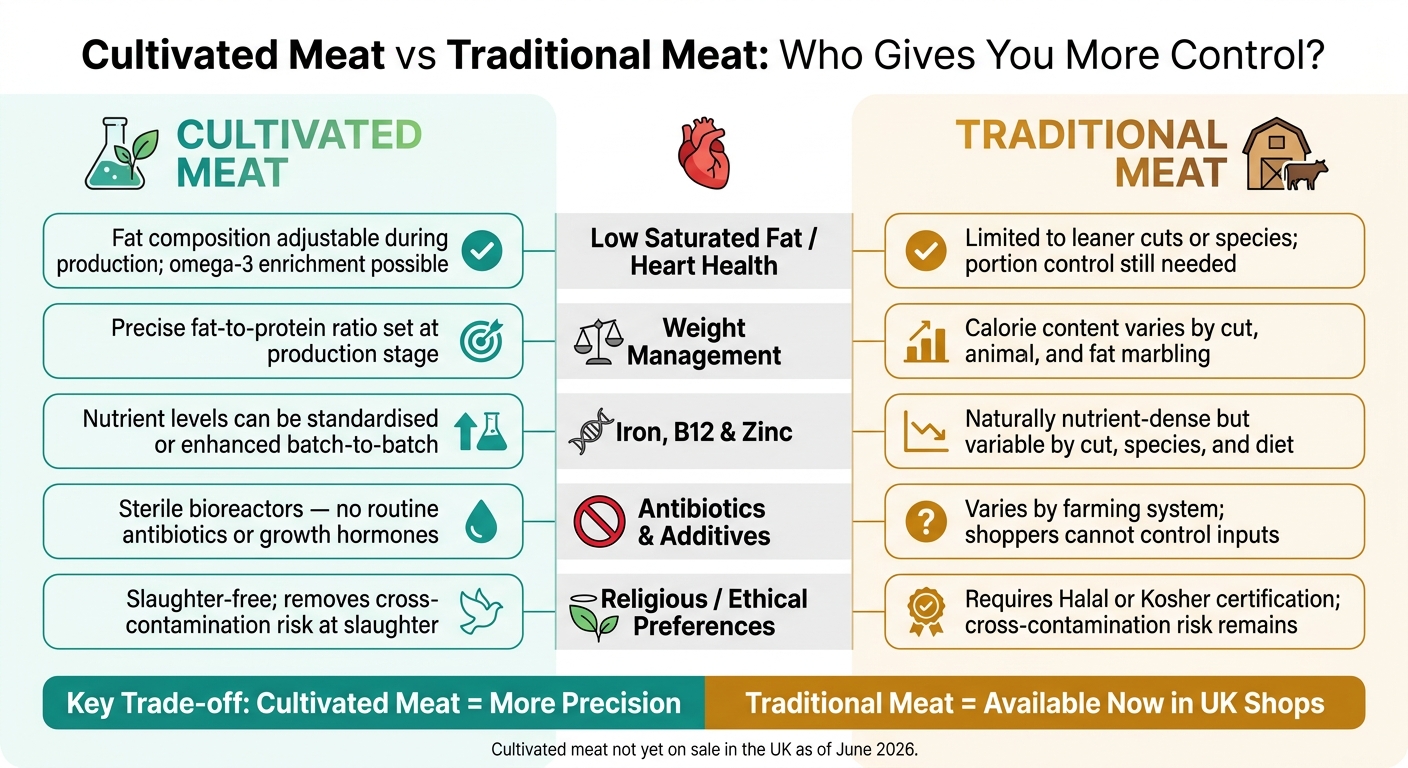 Cultivated Meat vs Traditional Meat: Nutrition & Control Comparison