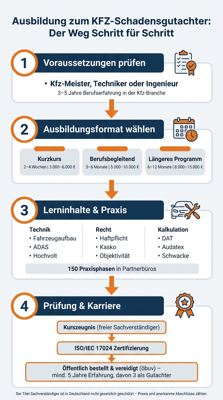 Ausbildung zum KFZ-Schadensgutachter: Der Weg Schritt für Schritt