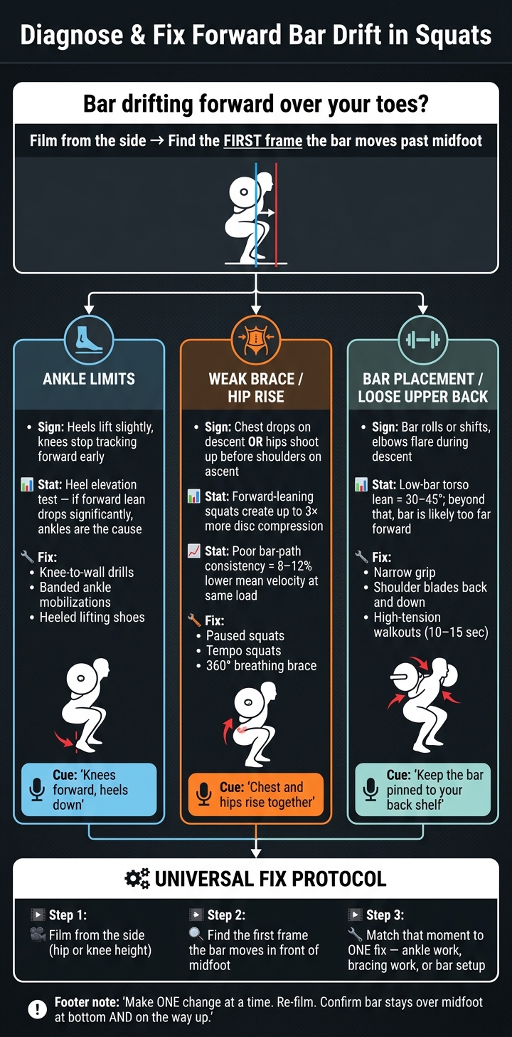 How to Diagnose & Fix Forward Bar Drift in Squats