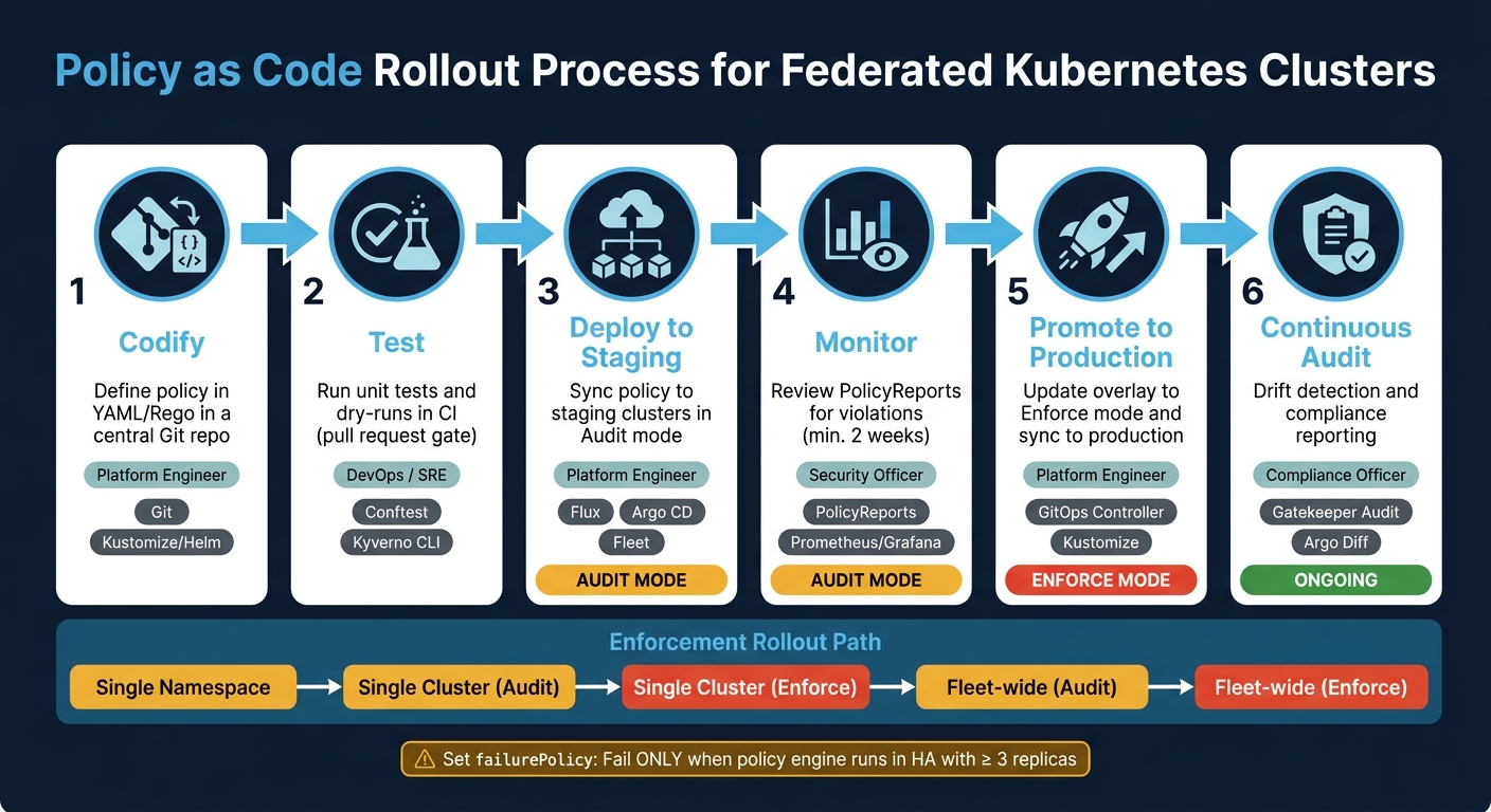 Policy as Code Rollout Process for Federated Kubernetes Clusters