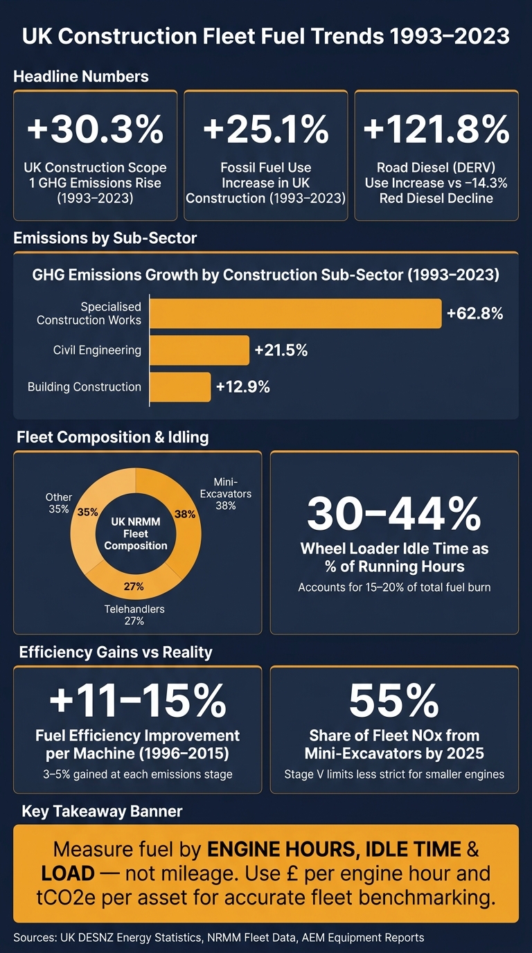 UK Construction Fleet Fuel Trends 1993–2023: Key Stats at a Glance