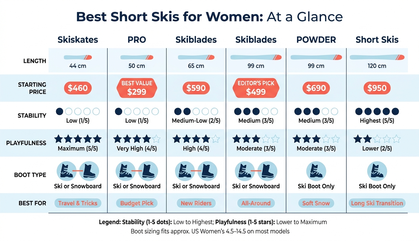 Best Short Skis for Women: Side-by-Side Comparison Chart