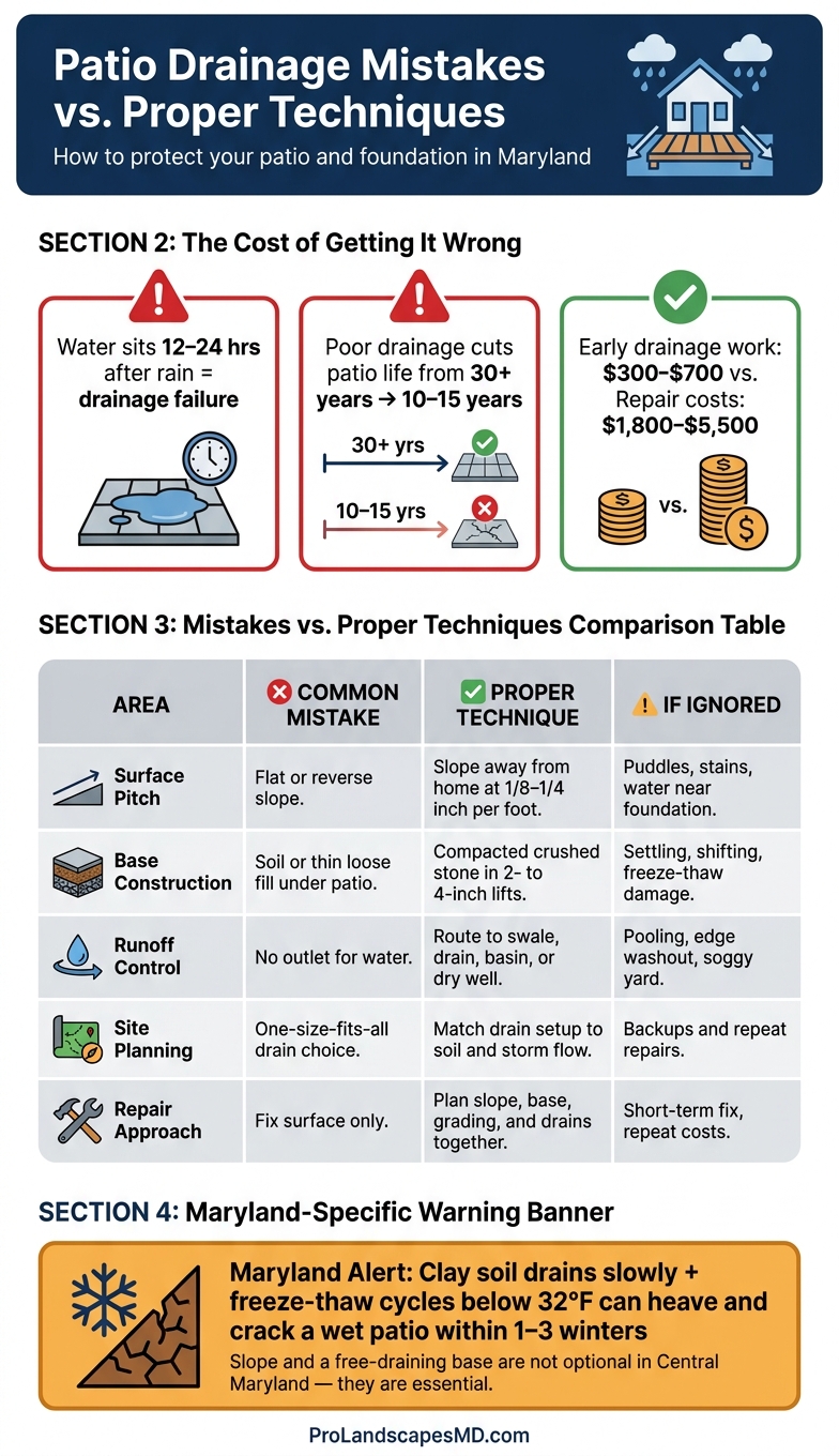 Patio Drainage Mistakes vs. Proper Techniques: Cost & Impact Guide