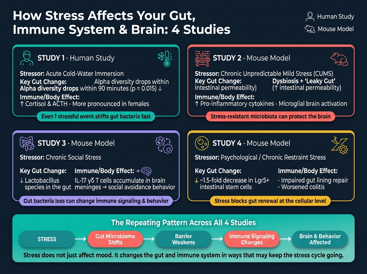 How Stress Affects Your Gut, Immune System & Brain: 4 Studies