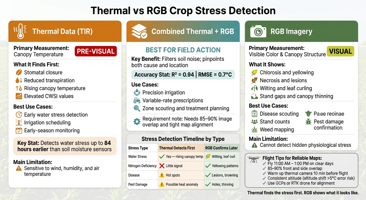 Thermal vs RGB Crop Stress Detection: What Each Sensor Finds First