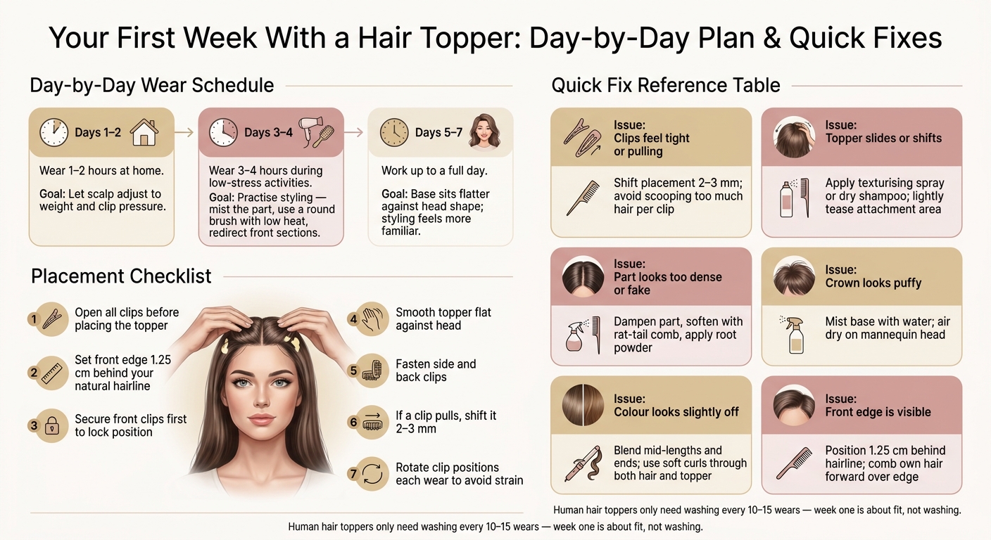Hair Topper First Week: Day-by-Day Wear Plan & Quick Fixes