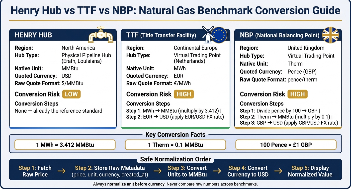 Henry Hub vs TTF vs NBP: Natural Gas Benchmark Comparison & Conversion Guide