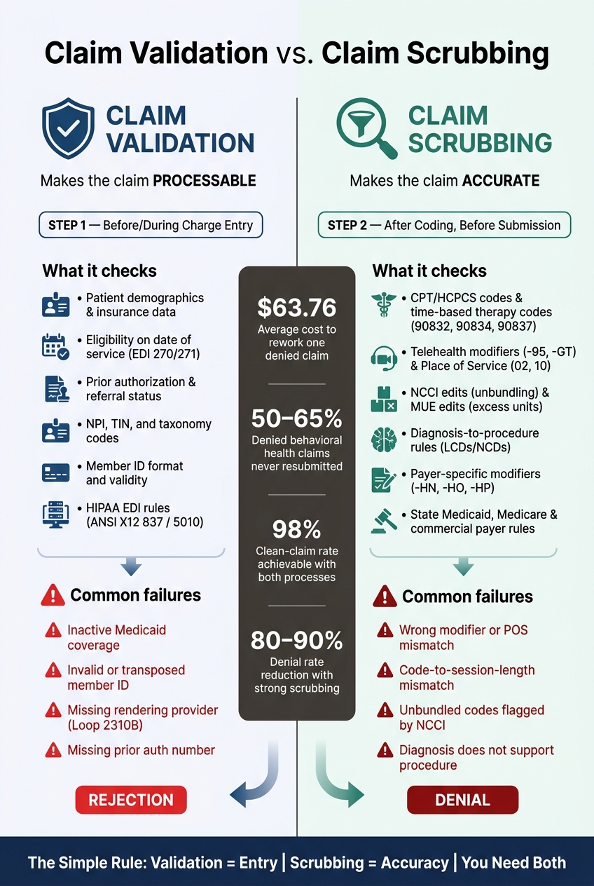 Claim Validation vs. Claim Scrubbing: Key Differences in Healthcare Billing