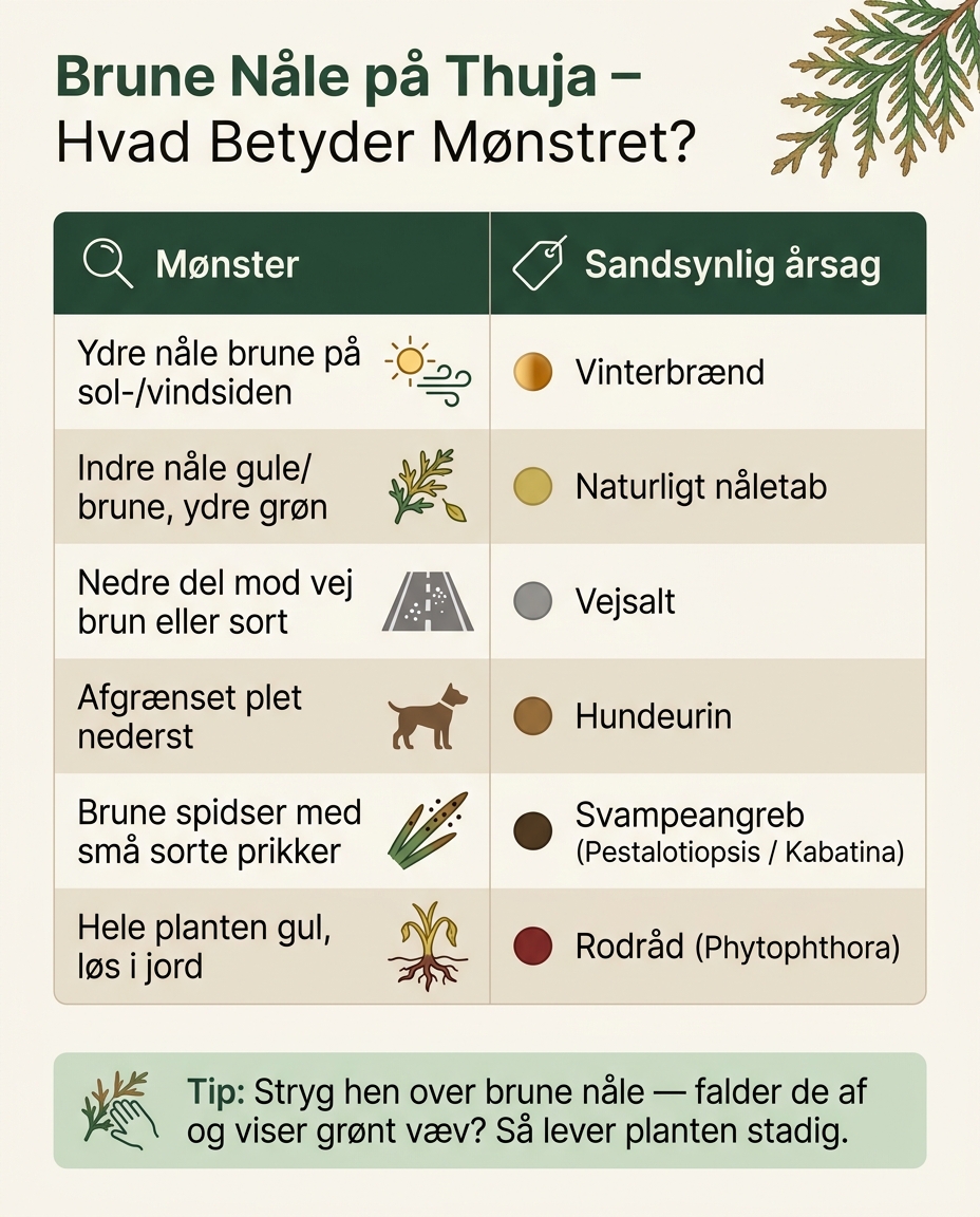 Brune Nåle på Thuja: Hvad Betyder Mønstret?