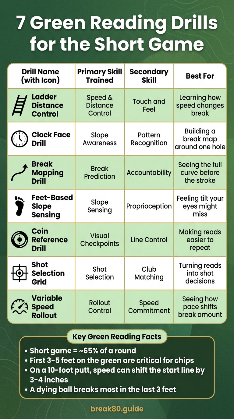 7 Green Reading Drills: Skills, Focus & Setup at a Glance