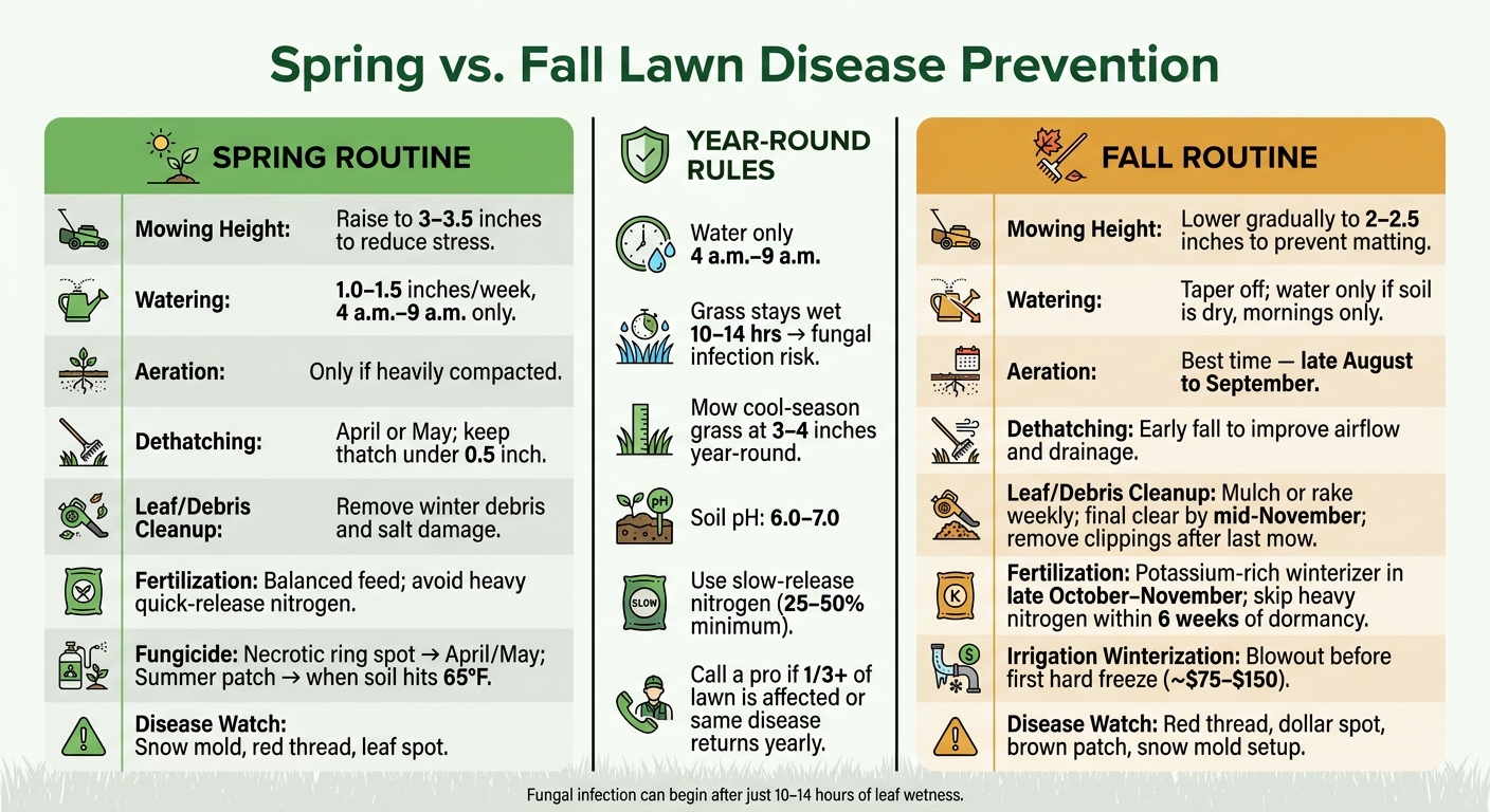 Spring vs Fall Lawn Disease Prevention: Side-by-Side Task Guide
