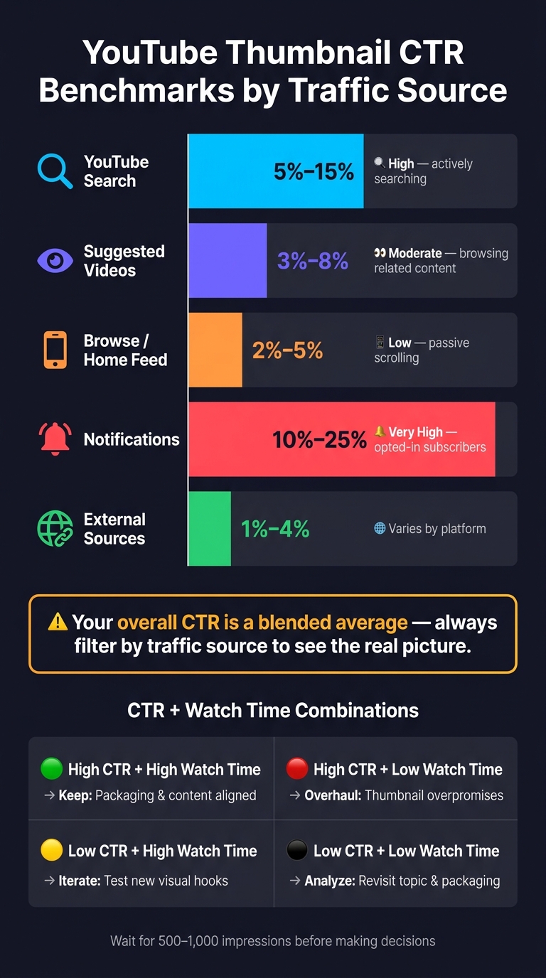 YouTube Thumbnail CTR Benchmarks by Traffic Source