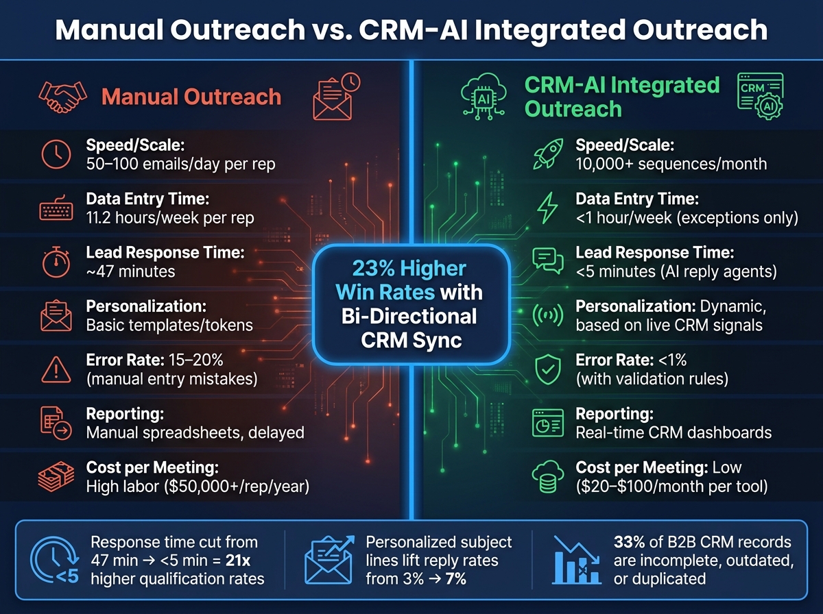 Manual Outreach vs. CRM-AI Integrated Outreach: Key Performance Metrics
