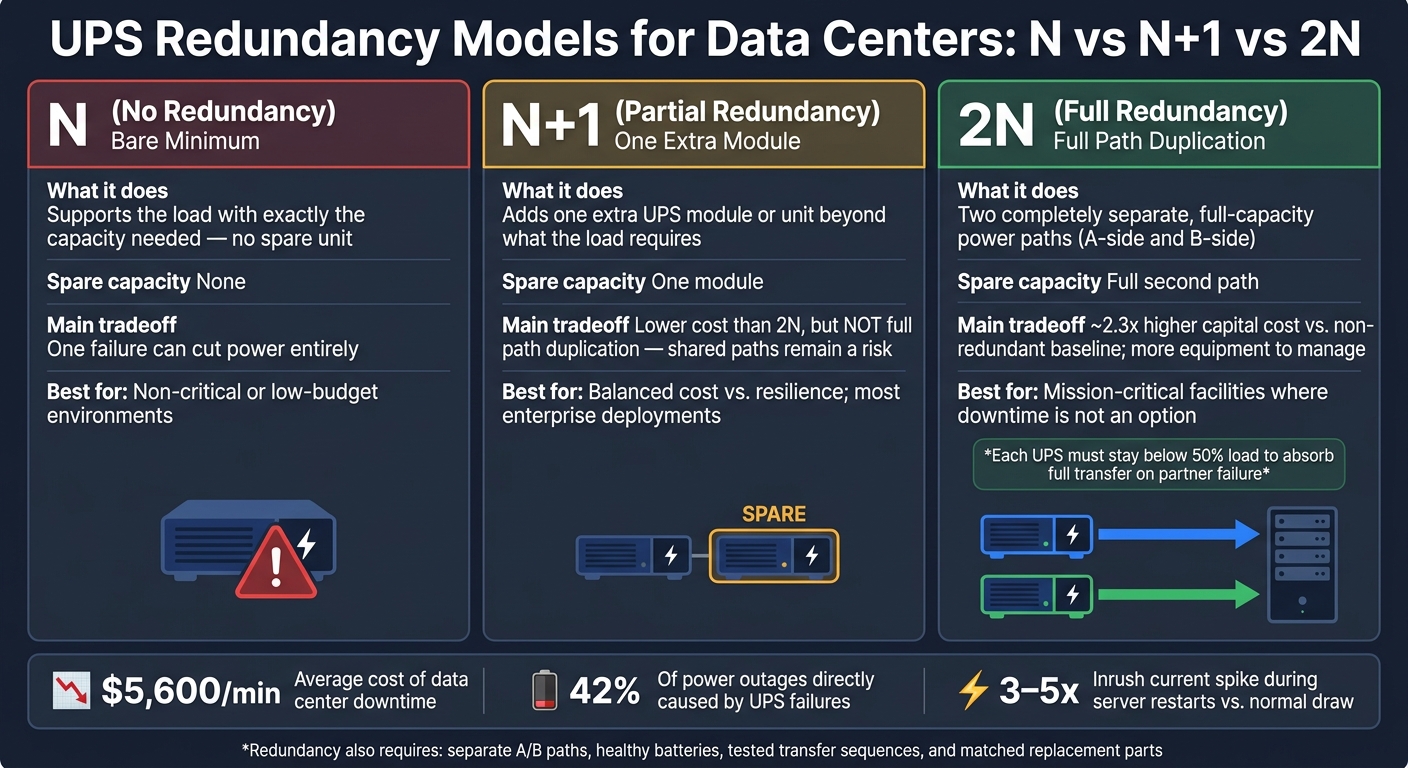 UPS Redundancy Models: N vs N+1 vs 2N Compared