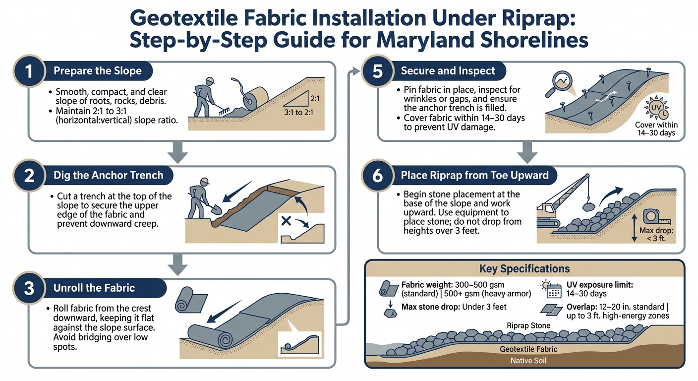 How to Install Geotextile Fabric Under Riprap on Maryland Shorelines