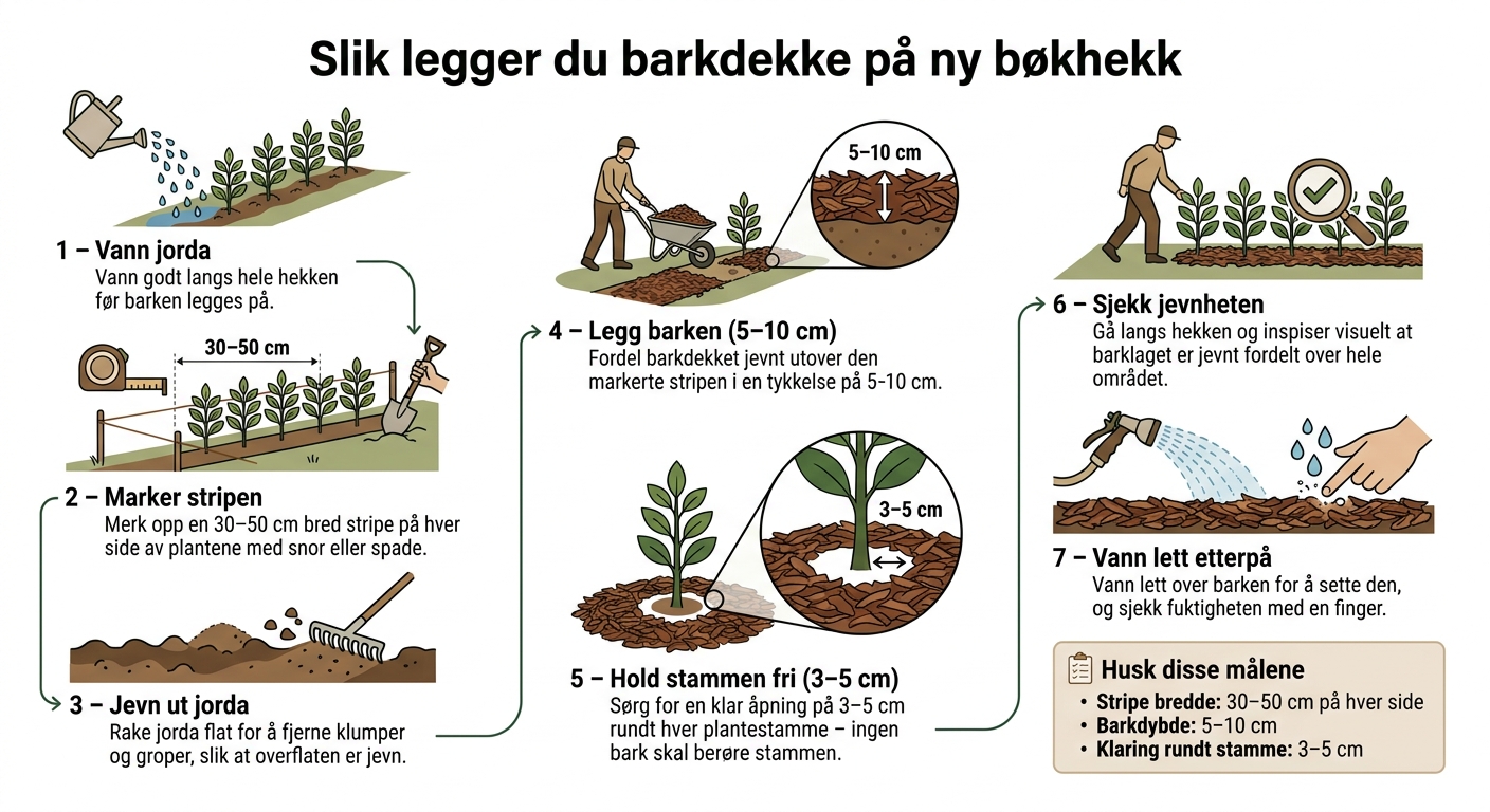 Slik legger du barkdekke på bøkhekk – steg for steg