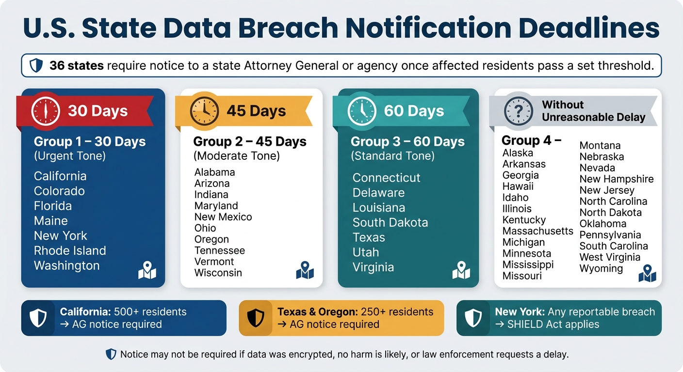 U.S. State Data Breach Notification Deadlines for Actors