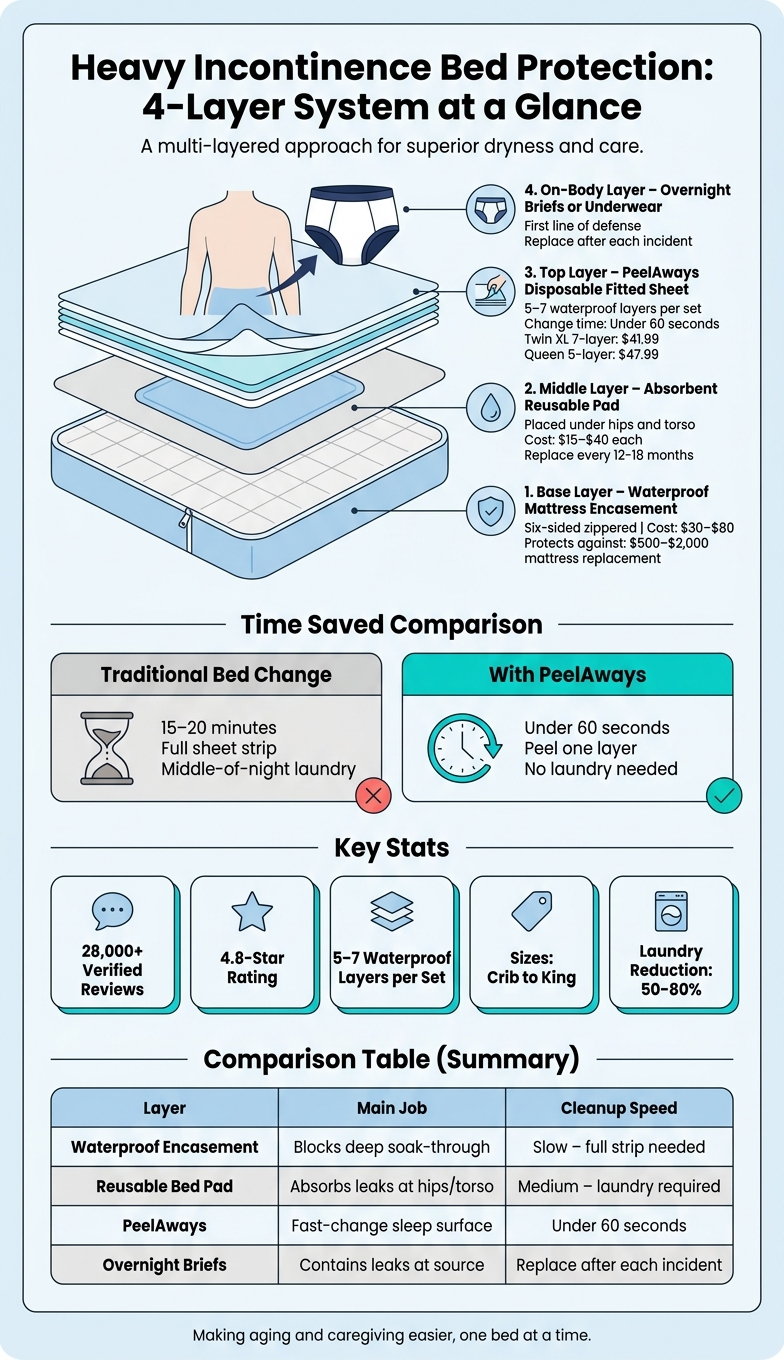 Heavy Incontinence Bed Protection: 4-Layer System at a Glance