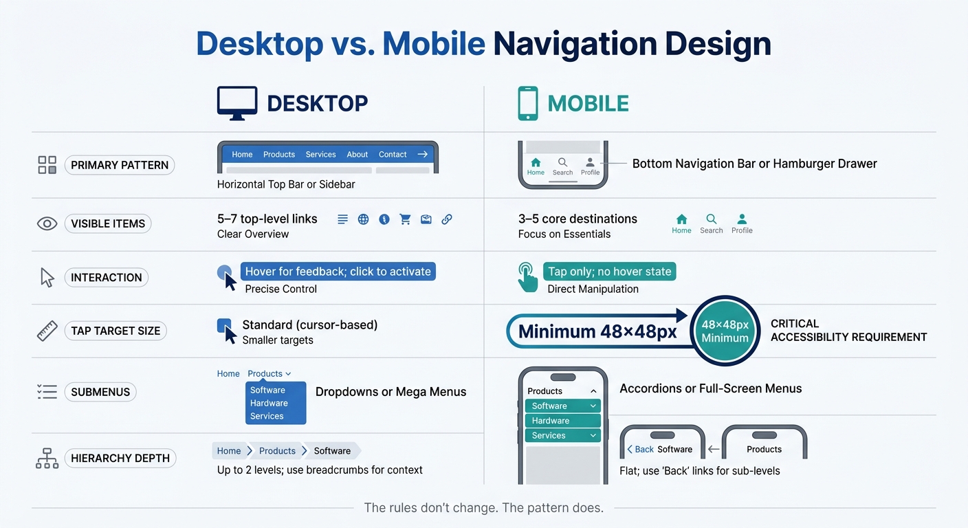 Desktop vs. Mobile Navigation Design: Key Differences at a Glance