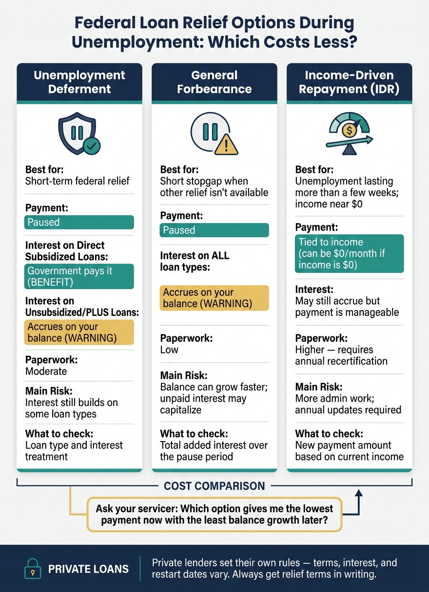 Deferment vs. Forbearance vs. Income-Driven Repayment: Which Relief Option Costs Less?