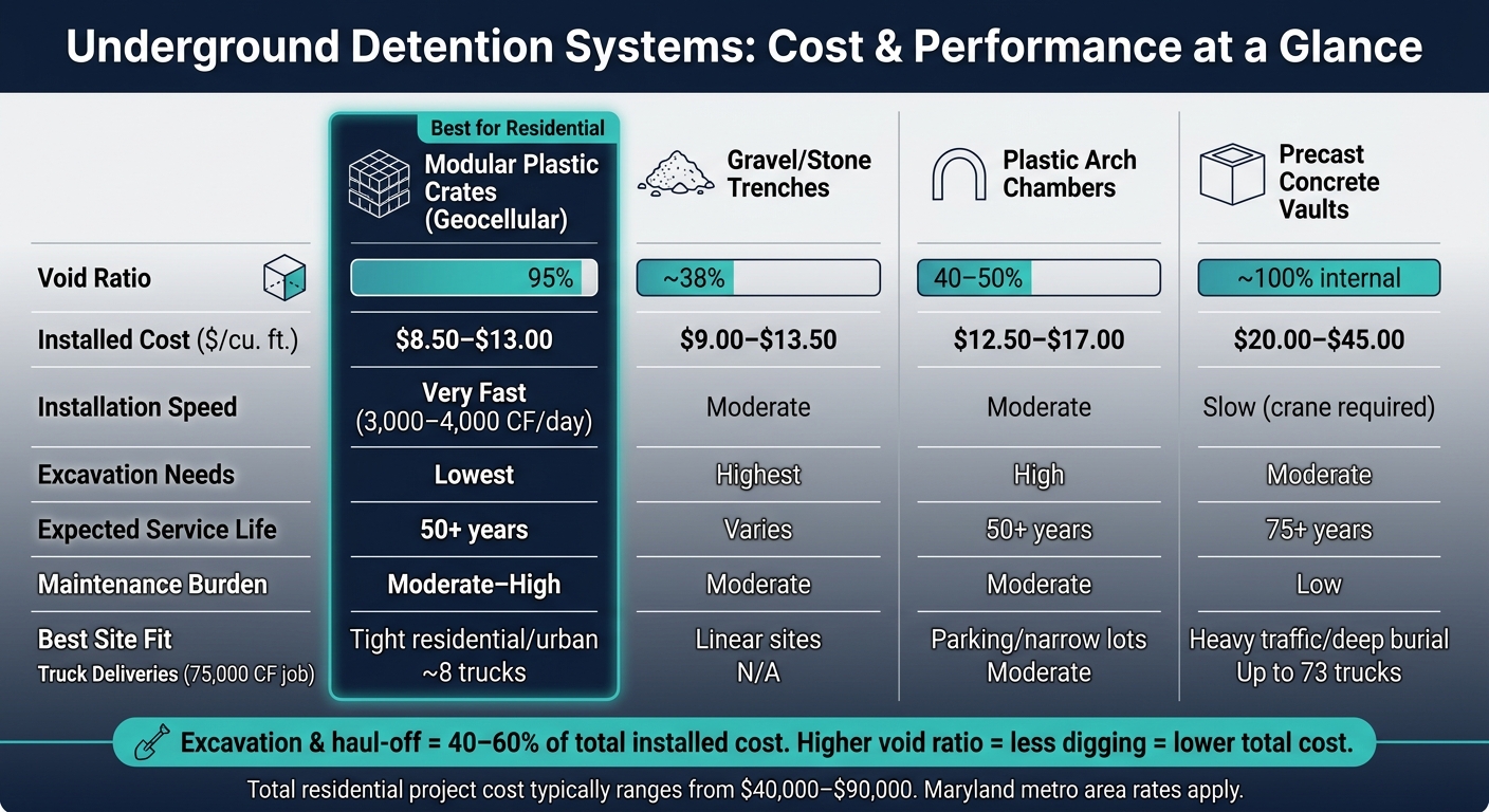 Underground Detention System Types: Cost, Void Ratio & Lifecycle Comparison