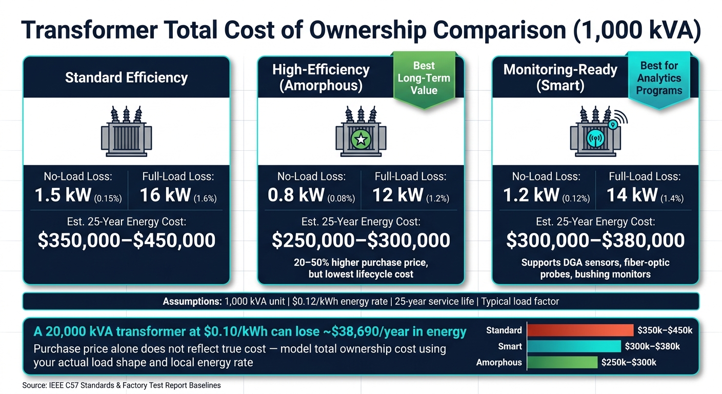 Transformer Total Cost of Ownership: Standard vs. High-Efficiency vs. Smart Units