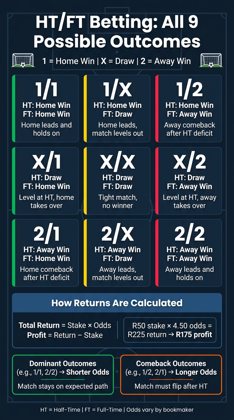 All 9 HT/FT Soccer Bet Outcomes Explained