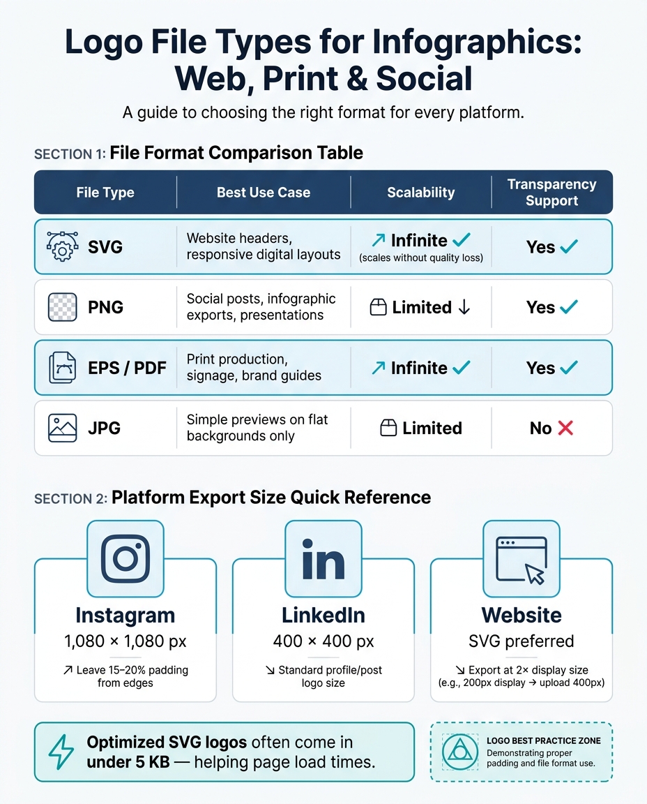 Logo File Types for Infographics: Web, Print & Social Comparison