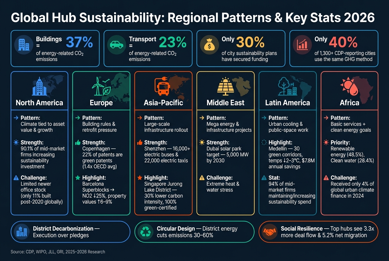 Global Hub Sustainability: Regional Patterns & Key Stats 2026