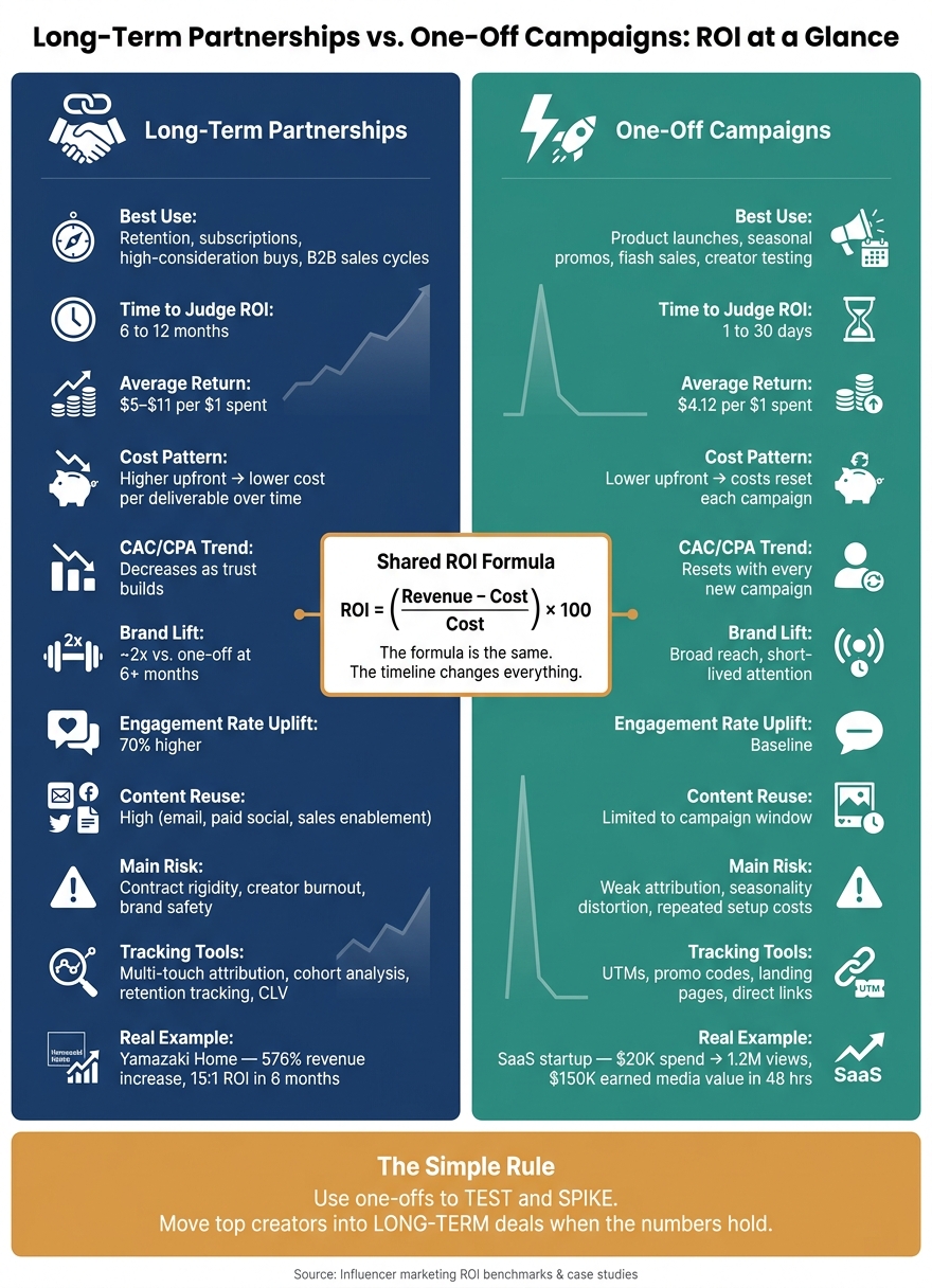 Long-Term Partnerships vs. One-Off Campaigns: ROI Comparison