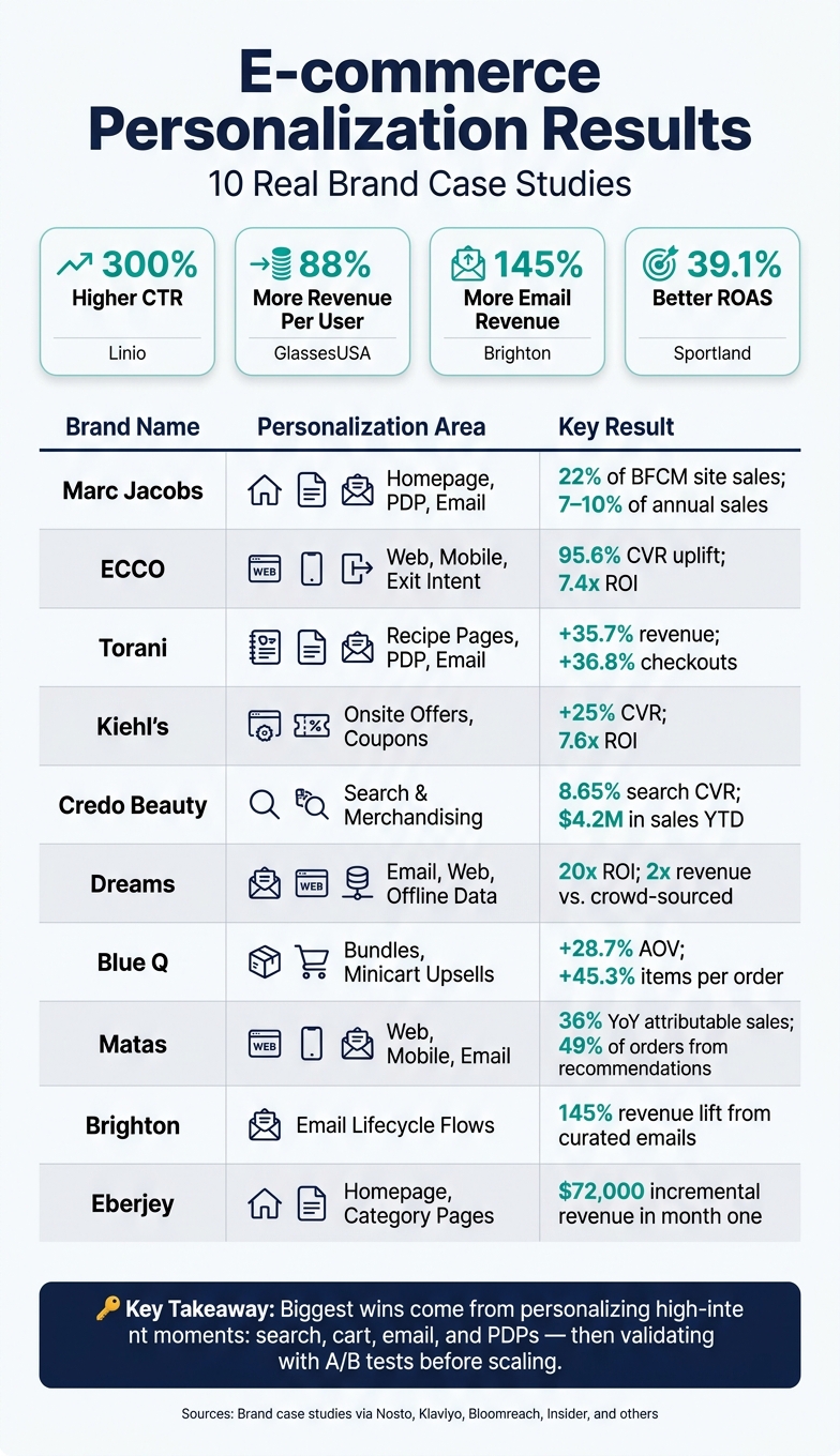 E-commerce Personalization Results: 10 Brand Case Studies at a Glance