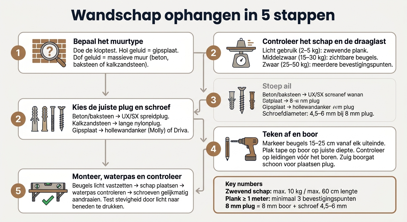 Wandschap ophangen: stap-voor-stap gids
