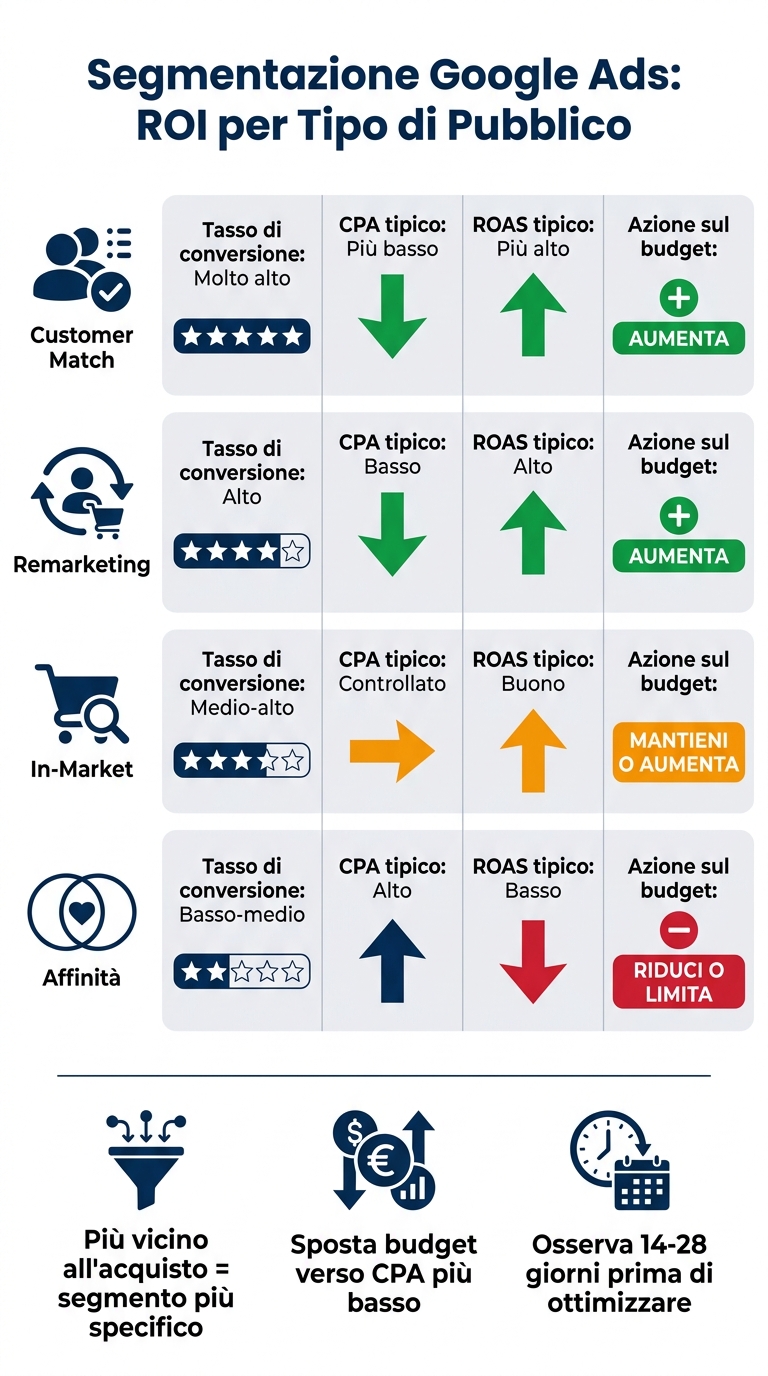 Come la segmentazione migliora il roi delle campagne google ads 4 Segmentazione google ads: quale pubblico porta più roi?