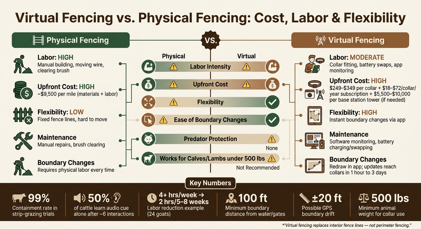 Virtual Fencing vs. Physical Fencing: Cost, Labor & Flexibility Compared