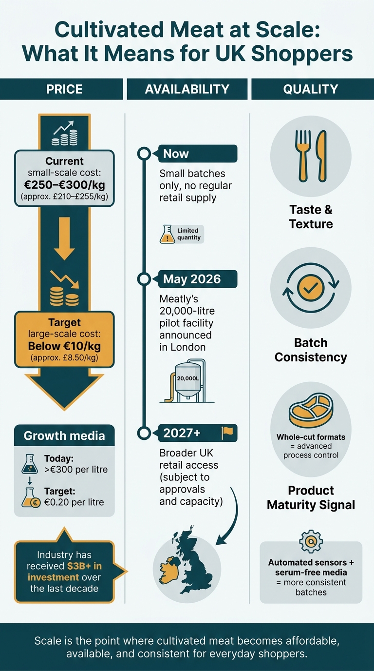 Cultivated Meat at Scale: Price, Availability & Quality for UK Shoppers