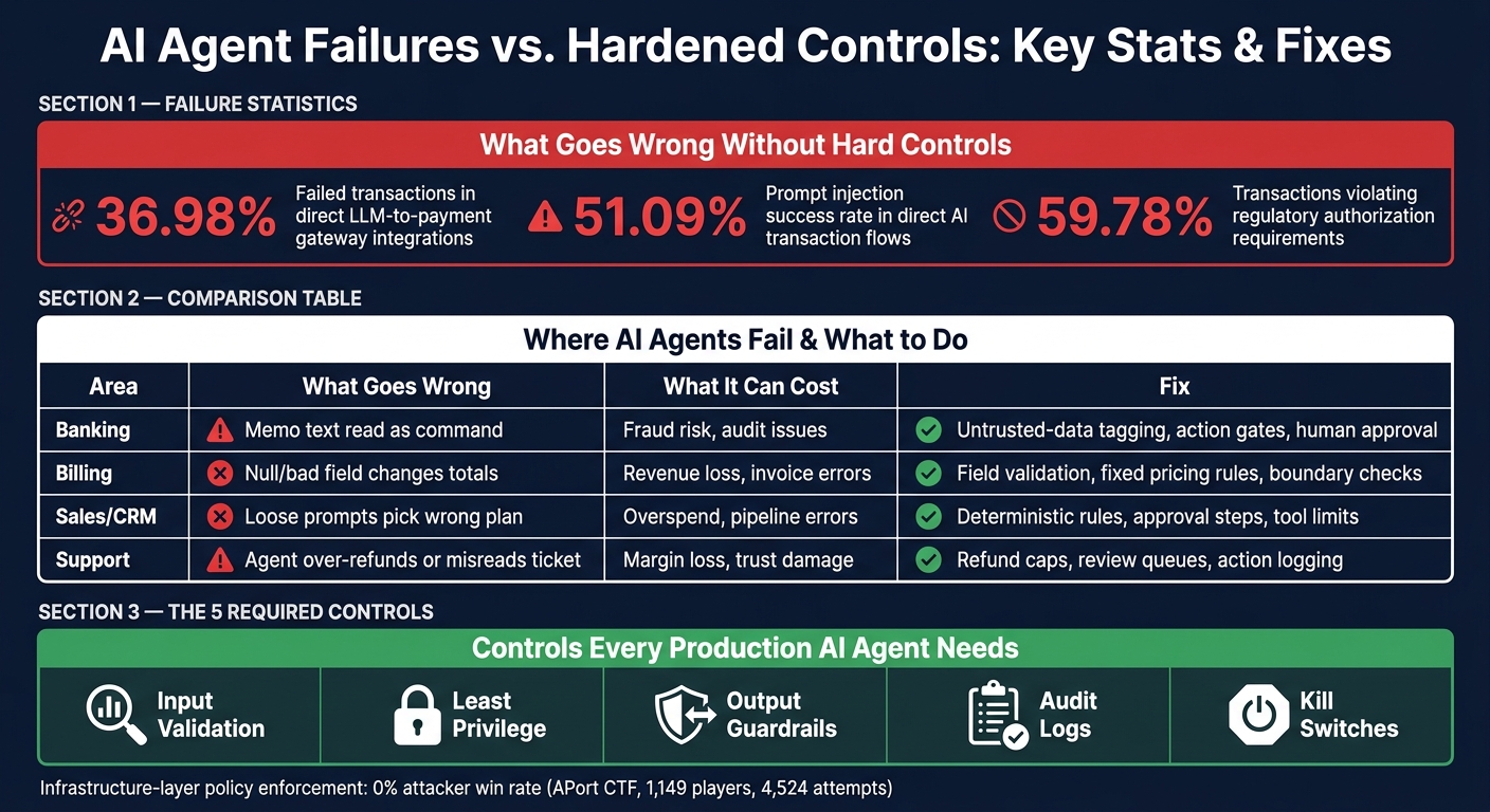 AI Agent Failures vs. Hardened Controls: Key Stats & Fixes