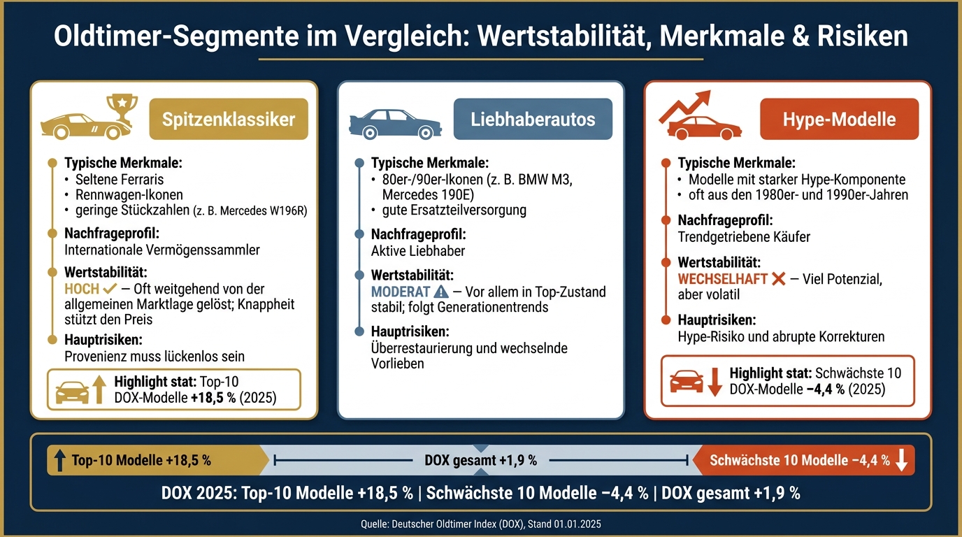 Oldtimer-Segmente im Vergleich: Wertstabilität, Merkmale & Risiken
