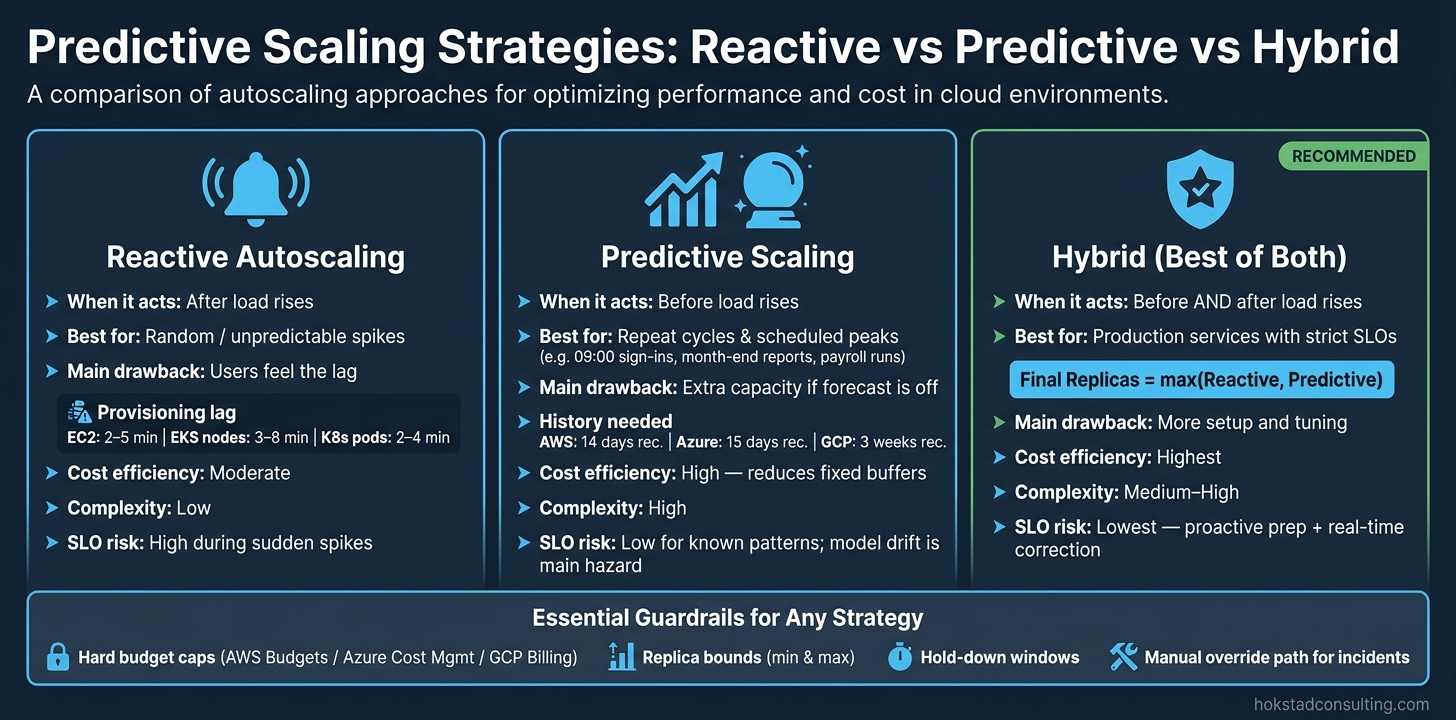 Reactive vs Predictive vs Hybrid Scaling: Cost, Performance &amp; Complexity
