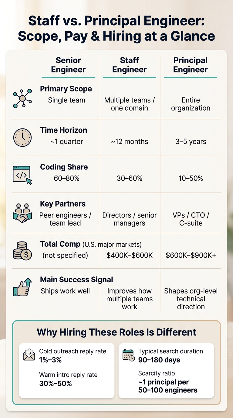 Staff vs. Principal Engineer: Scope, Pay & Hiring at a Glance