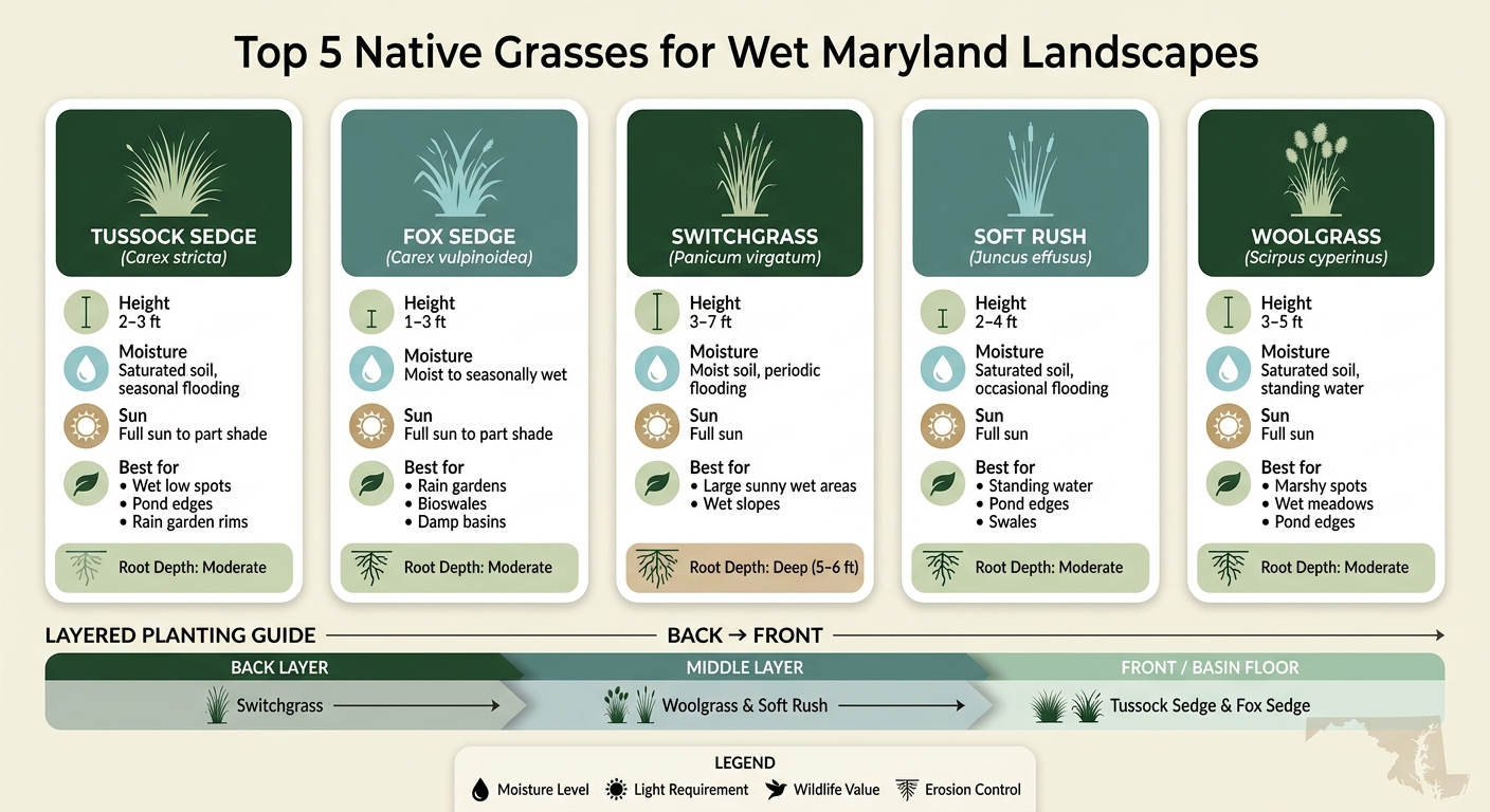 Top 5 Native Grasses for Wet Maryland Landscapes: Quick Comparison Guide