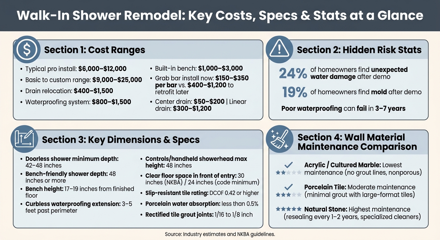 Walk-In Shower Remodel: Key Costs, Specs & Stats at a Glance