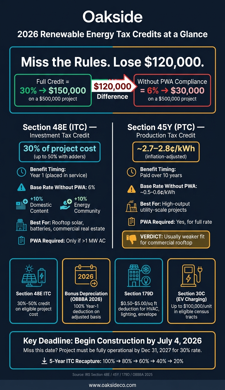 2026 Renewable Energy Tax Credits: Section 48E vs 45Y & Key Incentives Compared