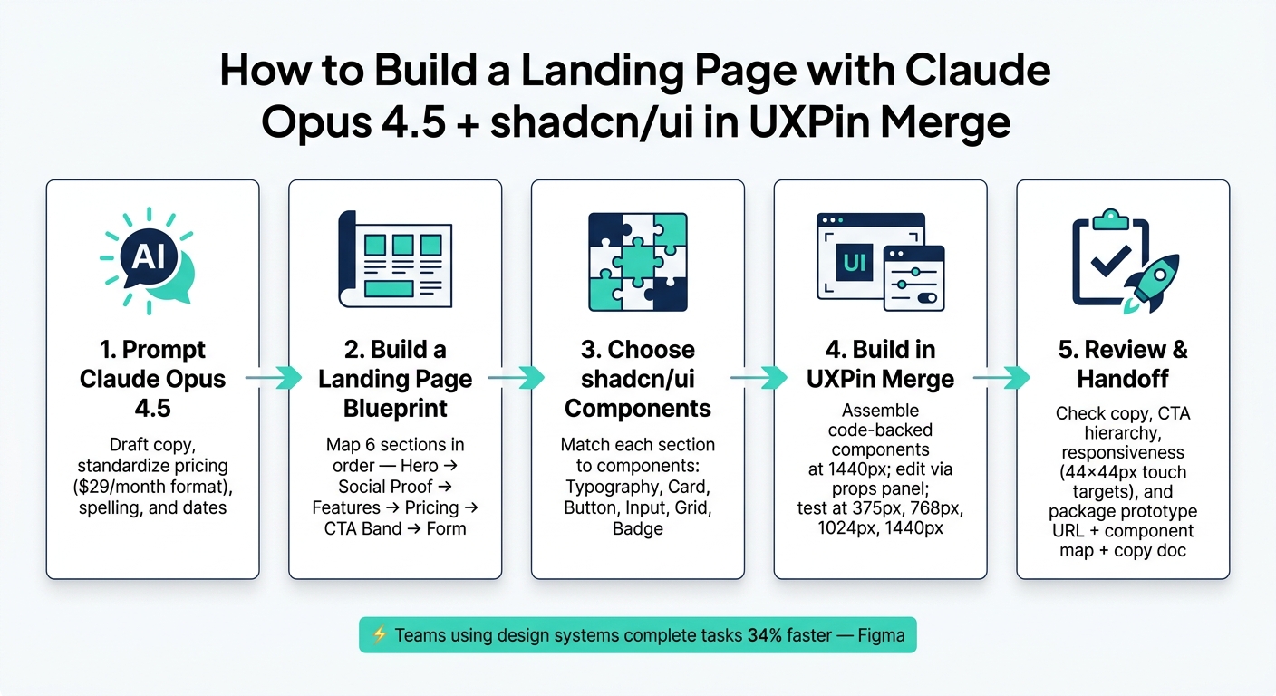 How to Build a Landing Page with Claude Opus 4.5 & shadcn/ui in UXPin Merge