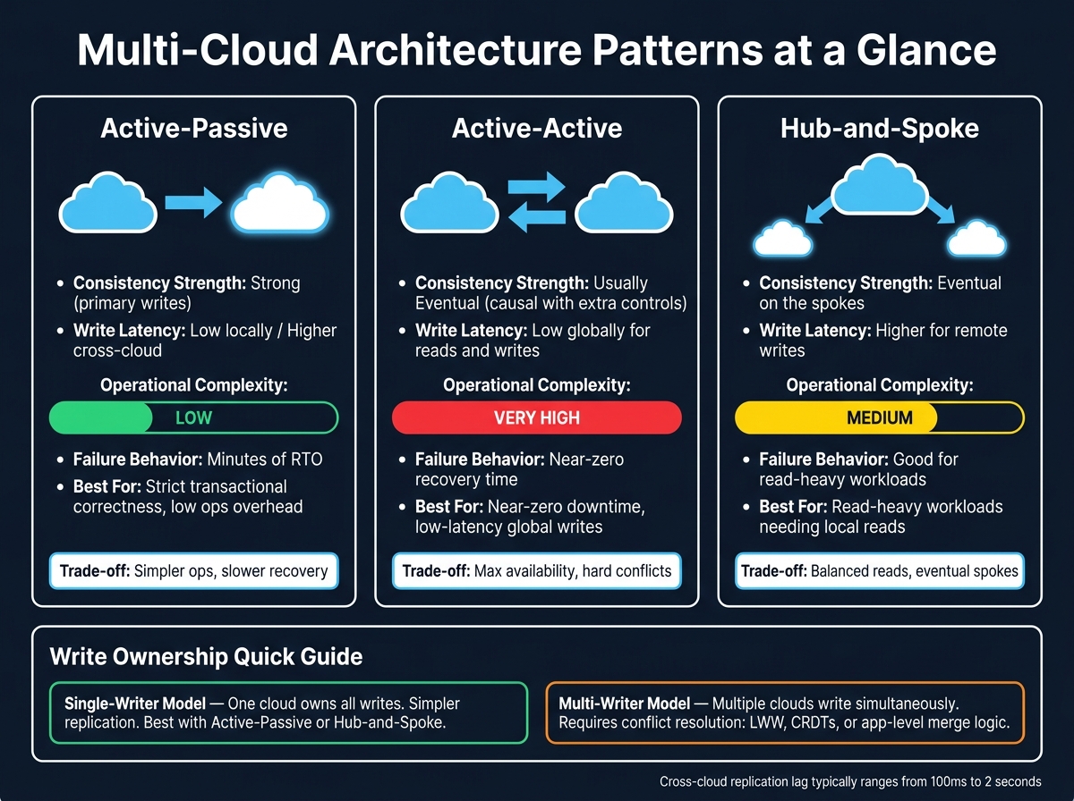 Multi-Cloud Architecture Patterns: Consistency, Latency & Complexity Compared