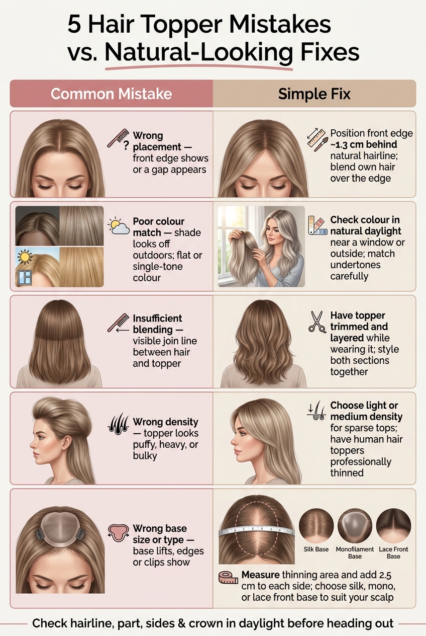 5 Hair Topper Mistakes vs. Natural-Looking Fixes