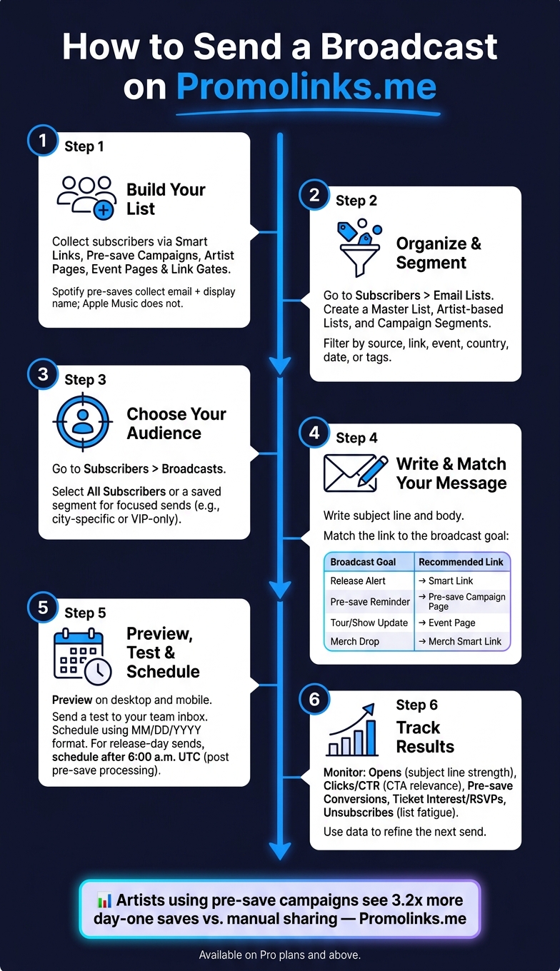 How to Send a Broadcast on Promolinks.me: Step-by-Step Workflow