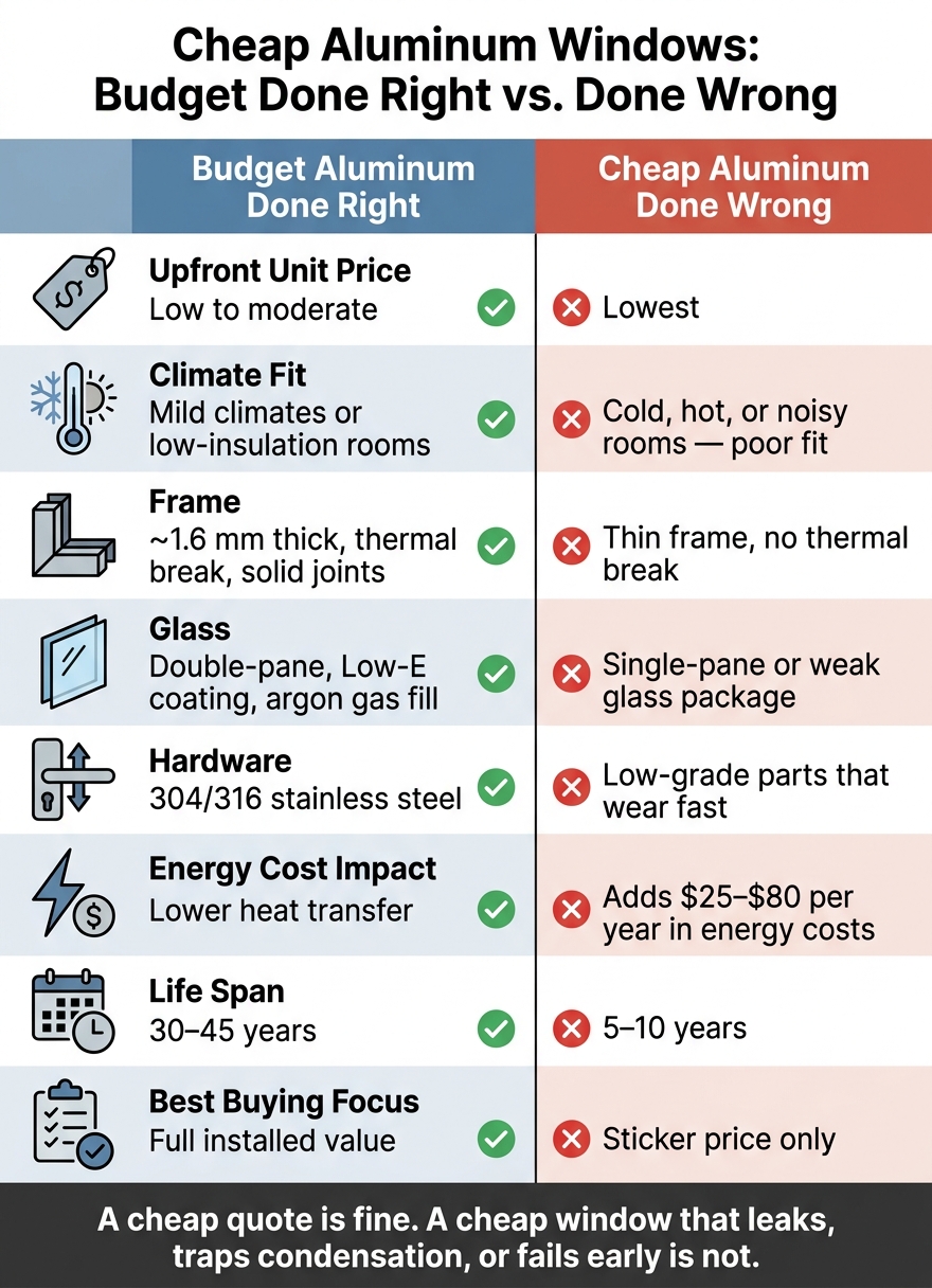 Cheap Aluminum Windows: Budget Done Right vs. Done Wrong