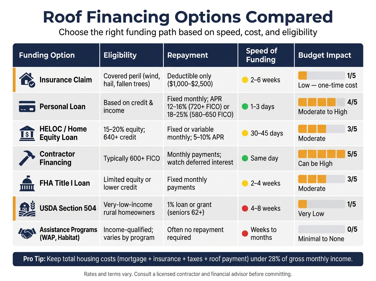 Need a New Roof But Can't Afford It? Start Here 1 Roof Financing Options Compared: Speed, Cost & Eligibility